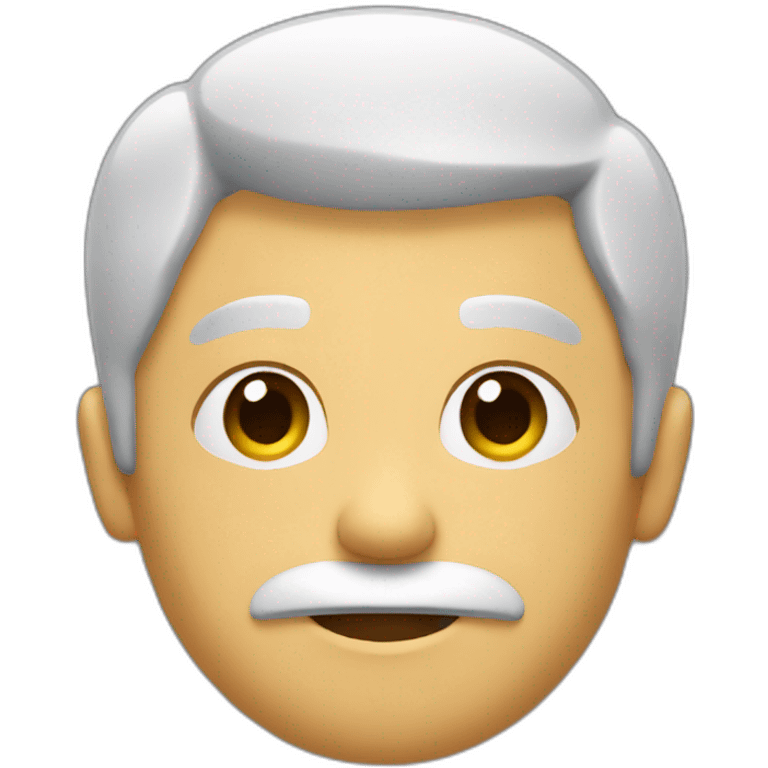 a normal face with a small mustache and a raised arm emoji