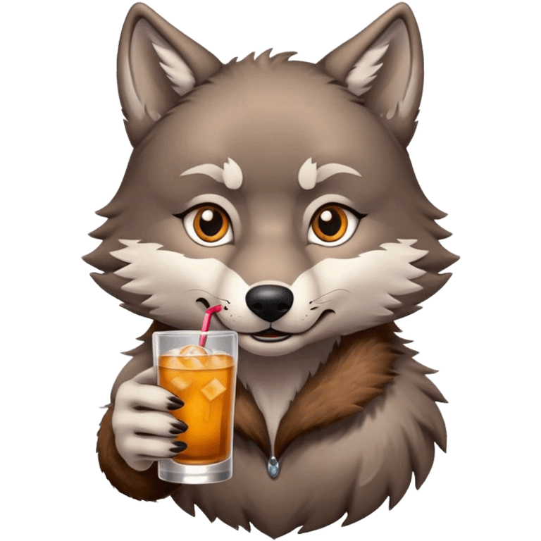 lobo con un drink  emoji