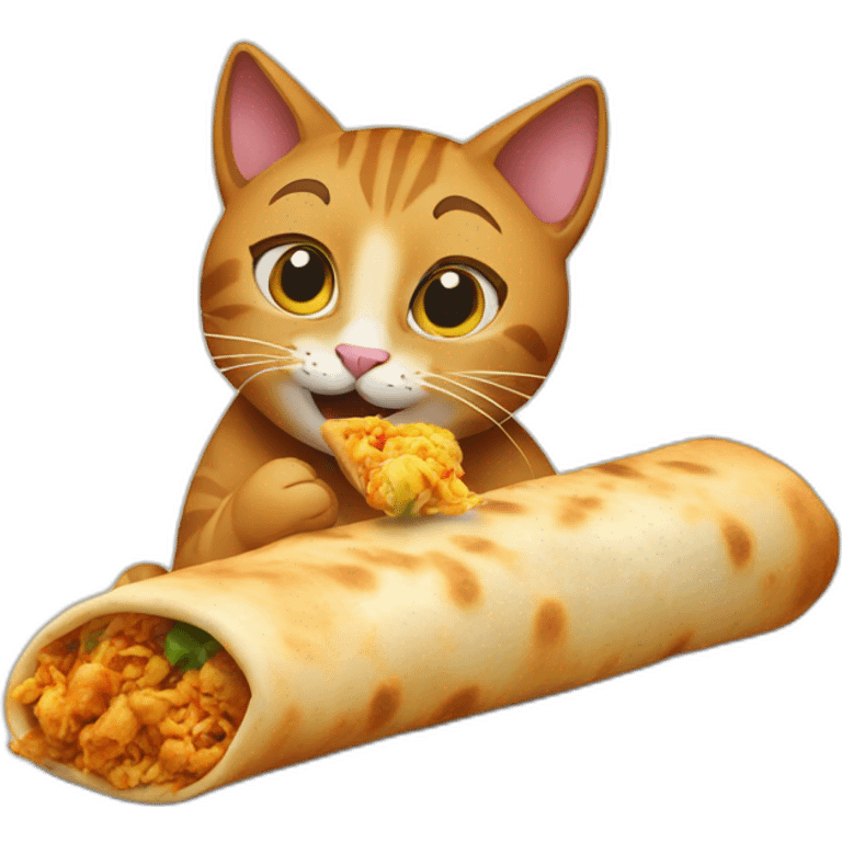 cat eating kathi roll  emoji