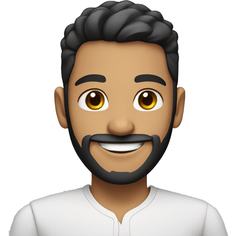 smiling arab boy with black Beard in white shirt emoji