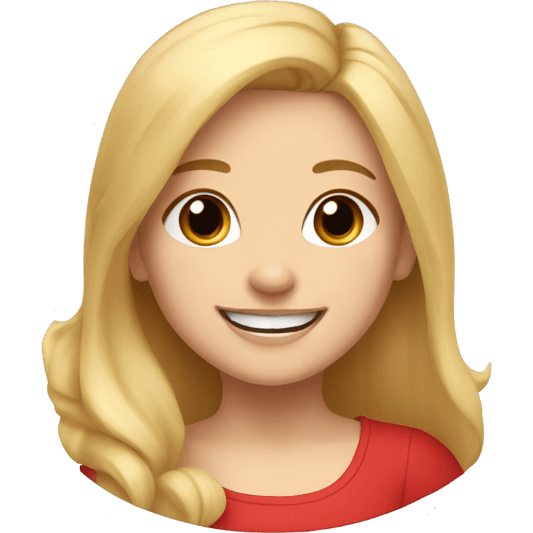 smiling girl with blonde hair with red corgi with black snout emoji