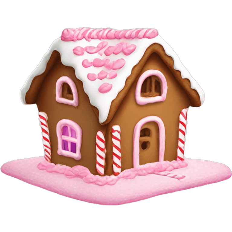 Gingerbread house with light pink icing emoji