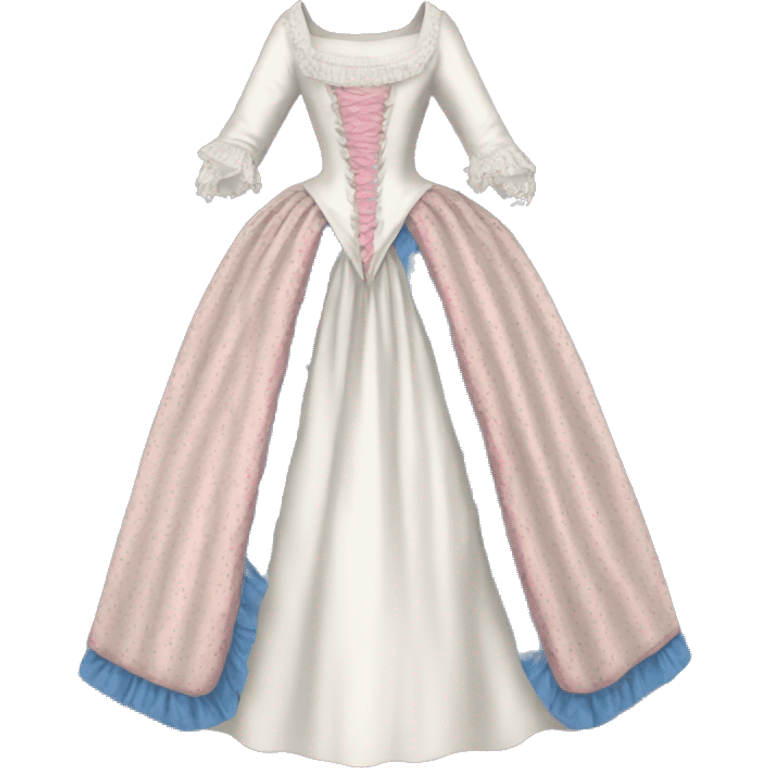 18th century gown with pink white and blue emoji