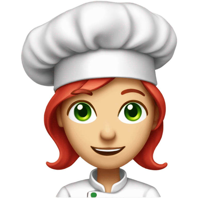 chef hate wearing thumbs up green eyes red haired female chef emoji