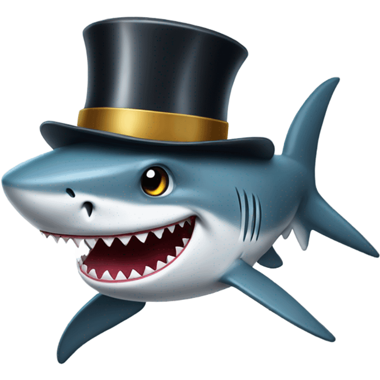 Shark with a top hat emoji