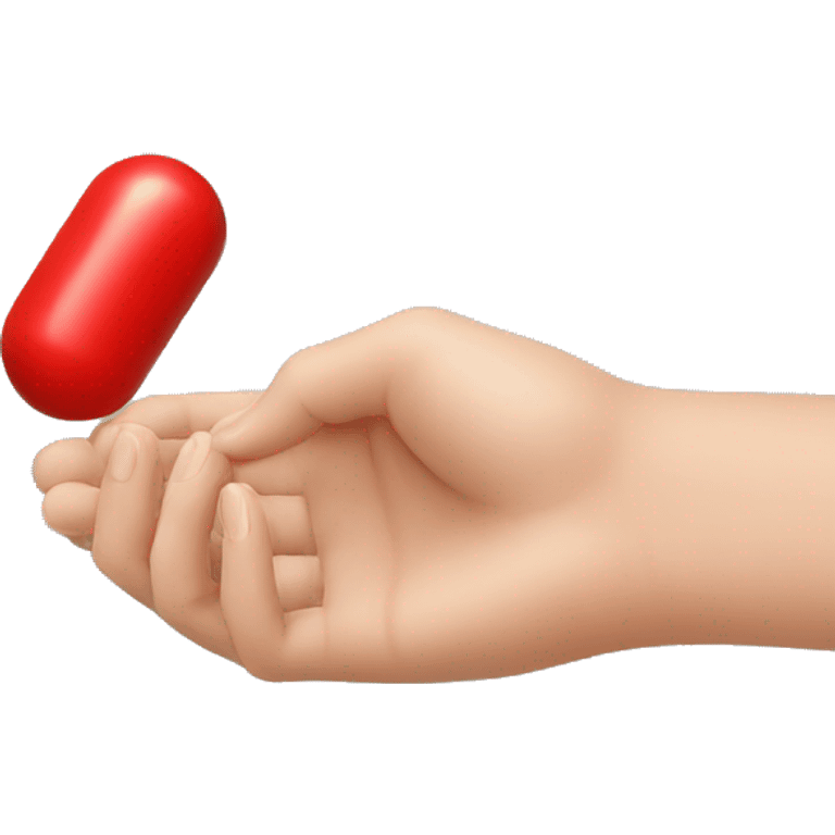 hand grabbing a red capsule emoji