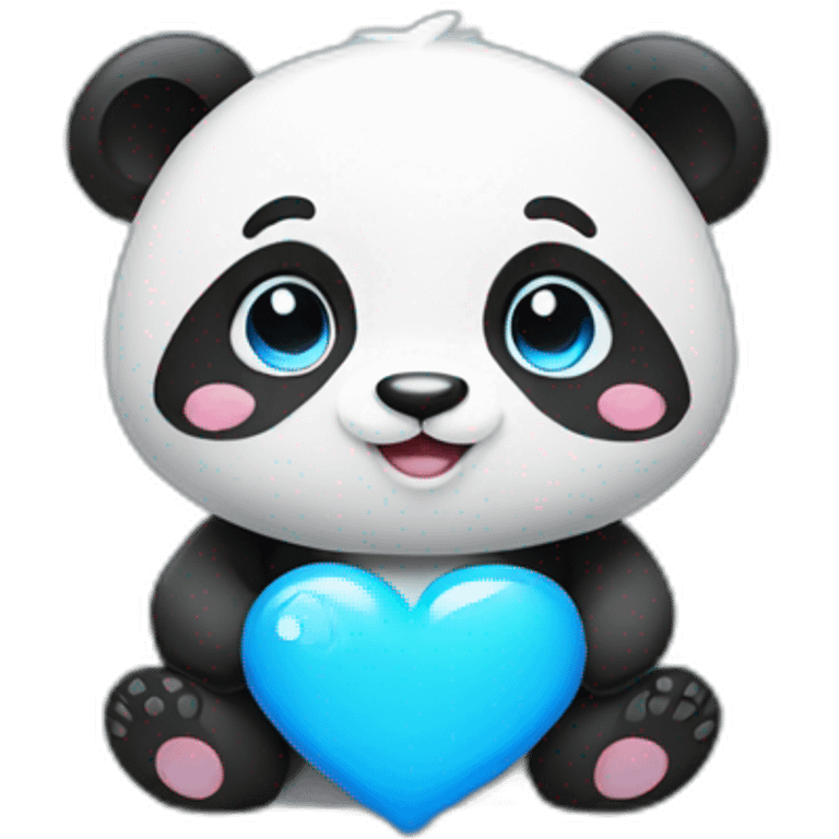 cute panda with blue hearts emoji