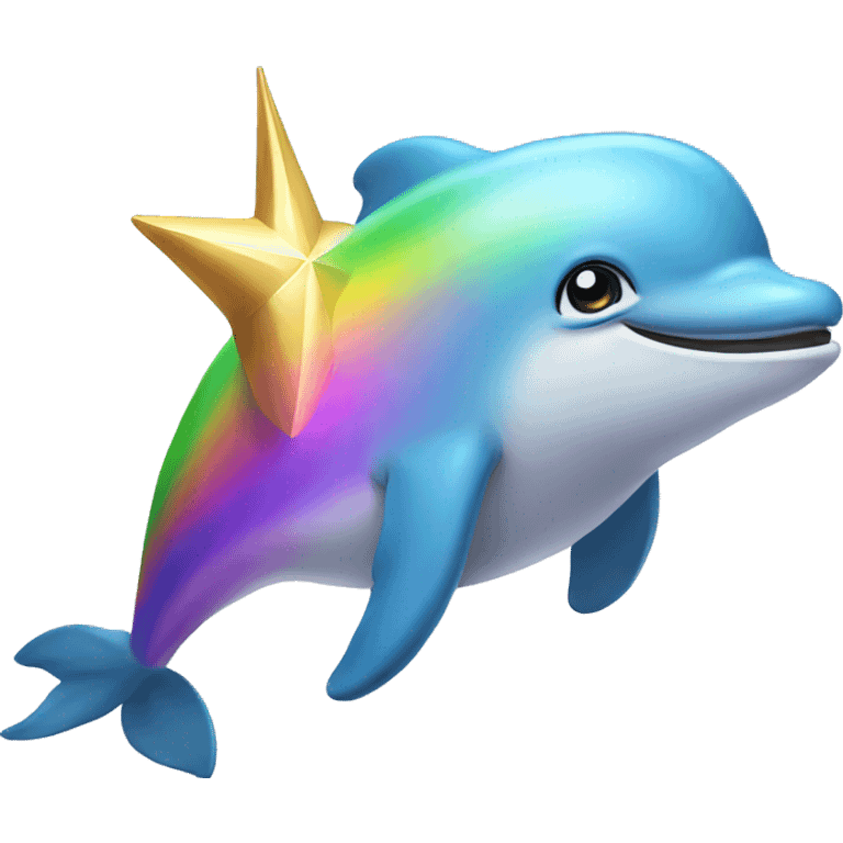 Rainbow dolphin with unicorn horn emoji