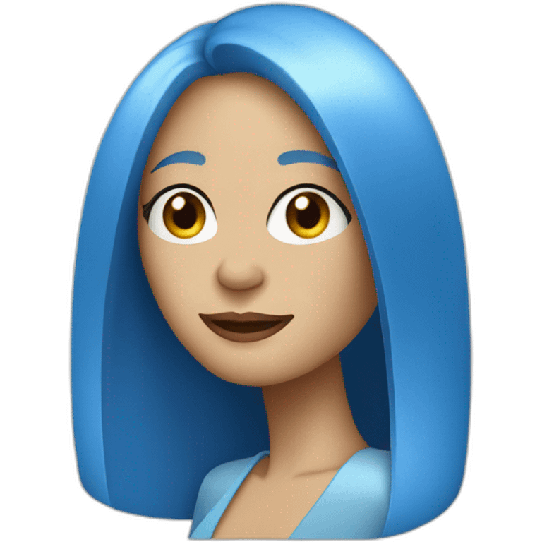 white jazz singer with blue straight long hair, woman, 43 years old emoji