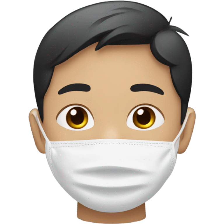 A small Asian boy wearing a mask  emoji