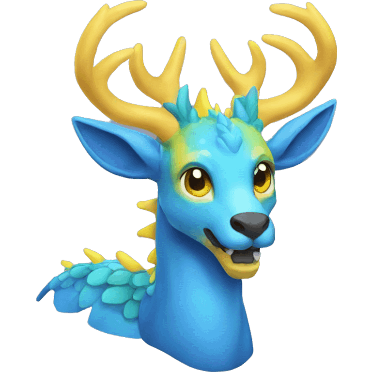 blue dragon deer hybrid with a yellow mane emoji