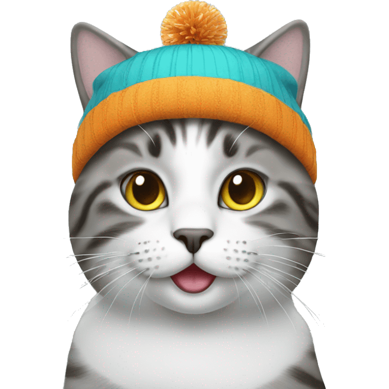 cat snowboarding birthday hat emoji