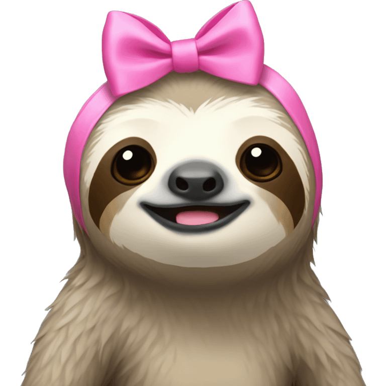 Sloth with a pink bow on top of the head emoji