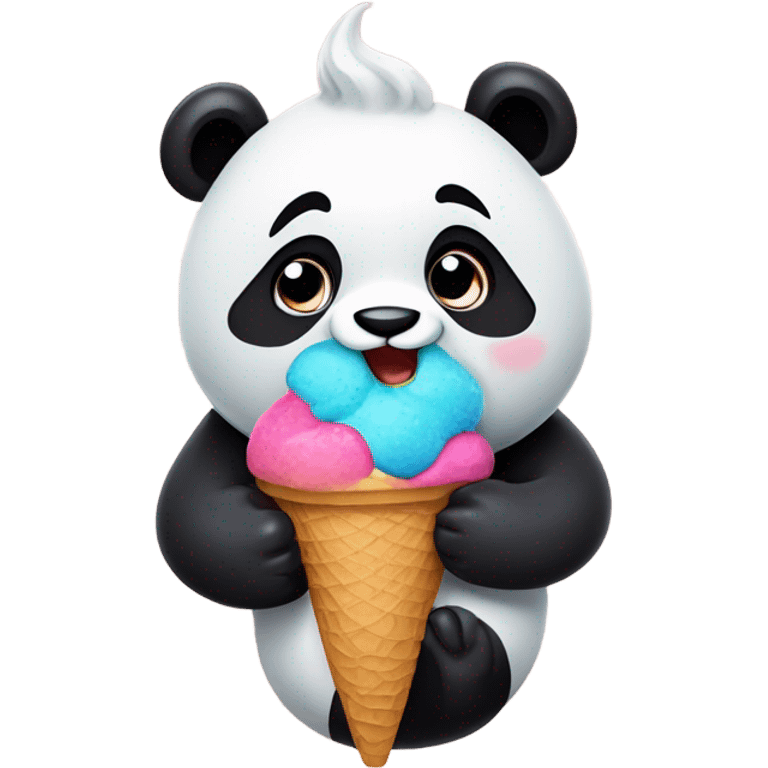 Panda eating ice cream emoji