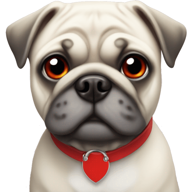 White pug with red collar  emoji