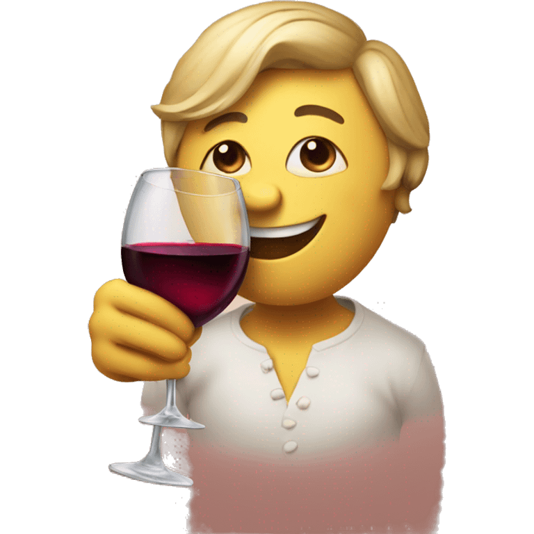 one smiley in love drinking wine emoji