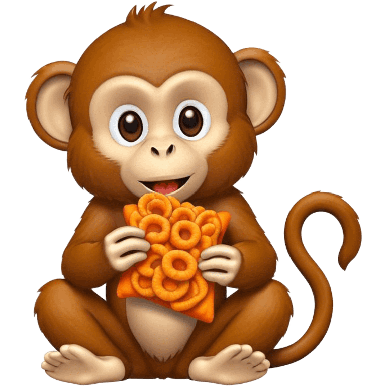 Monkey eating Cheetos emoji