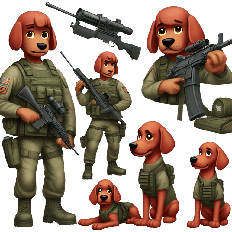 Clifford the big red dog cartoon humanoid as a military sniper call of duty character  emoji