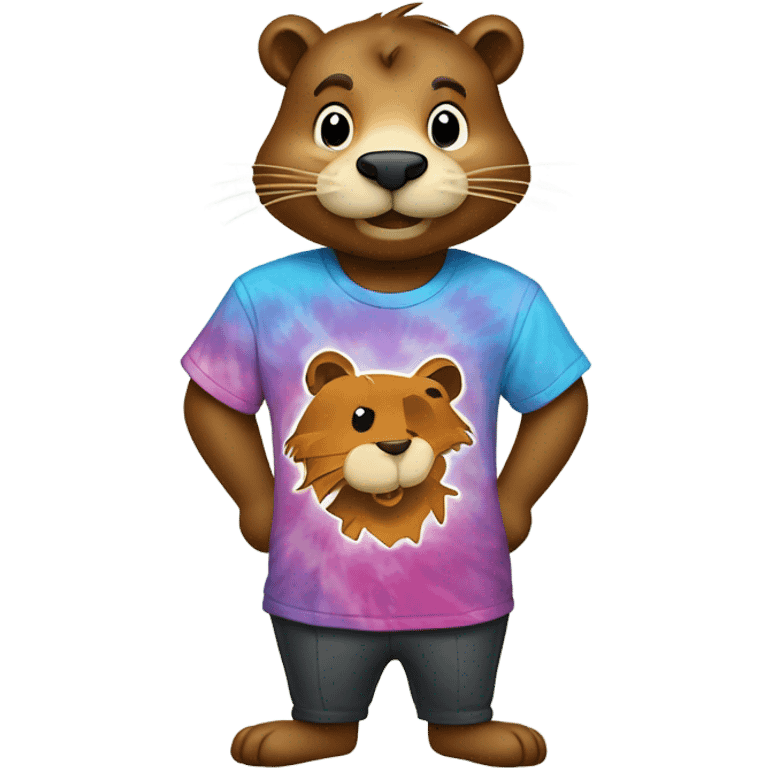 Tye-dye tshirt with a beaver on it emoji