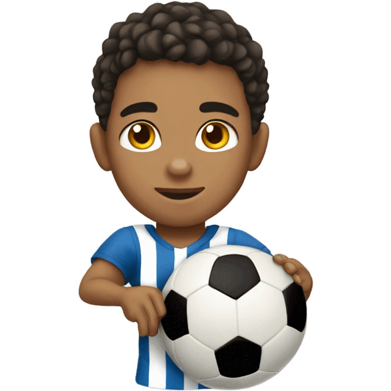 A lightskin boy playing soccer emoji