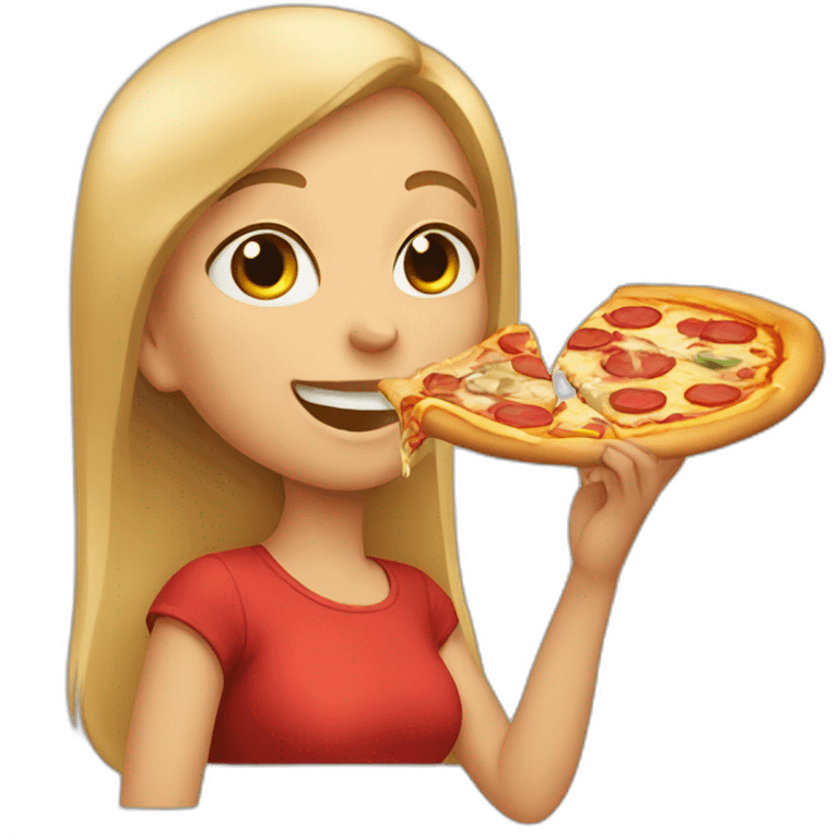 girl eating a pizza emoji