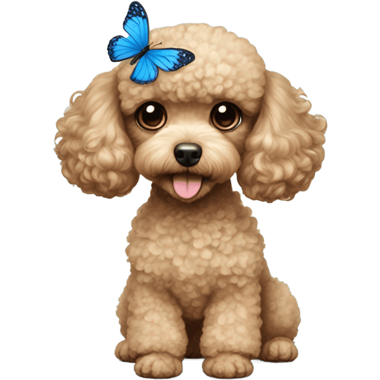 Toy poodle with blue butterfly  emoji