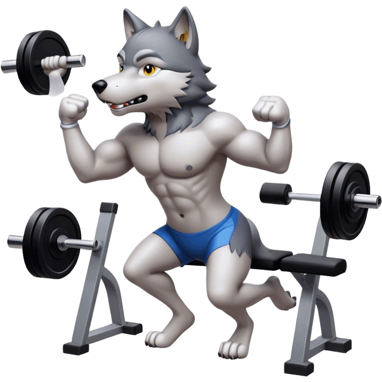 Wolf working out emoji