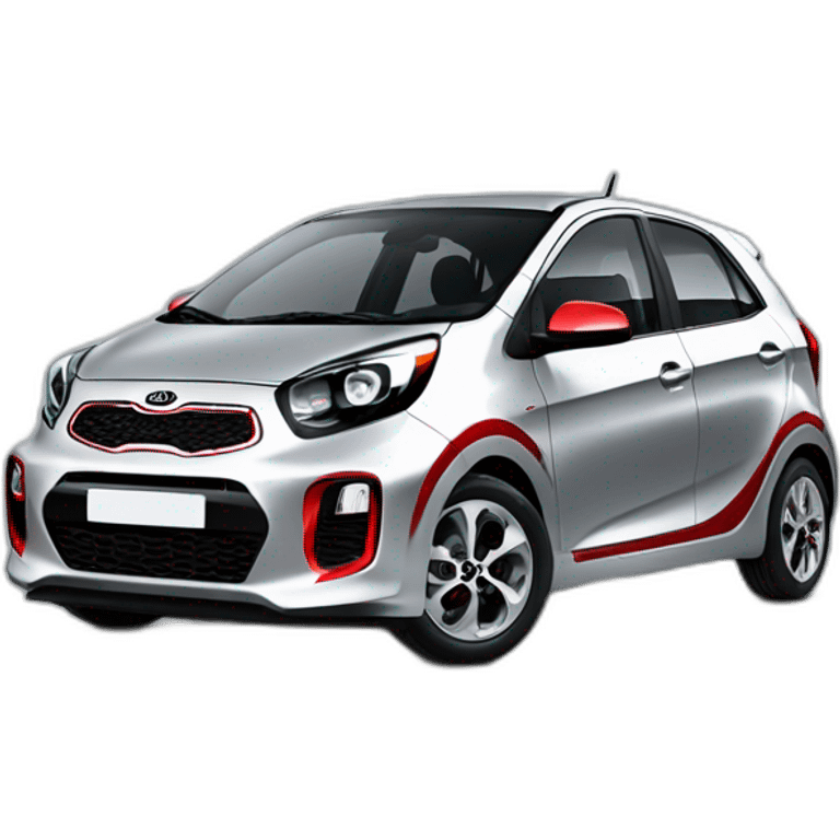 Kia Picanto in silver with red accents emoji