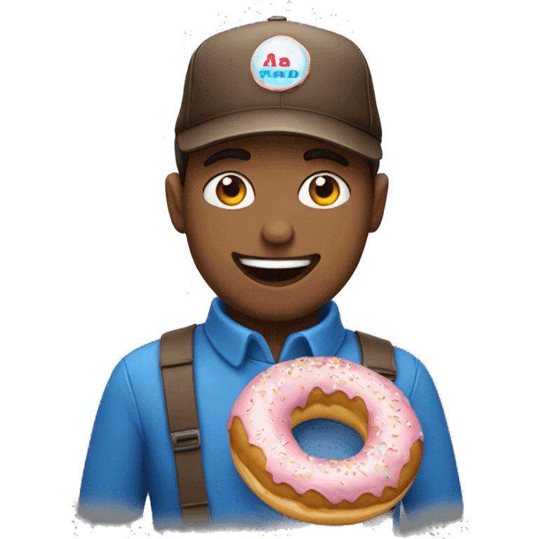 a guy with a blue hat eating doughnuts  emoji