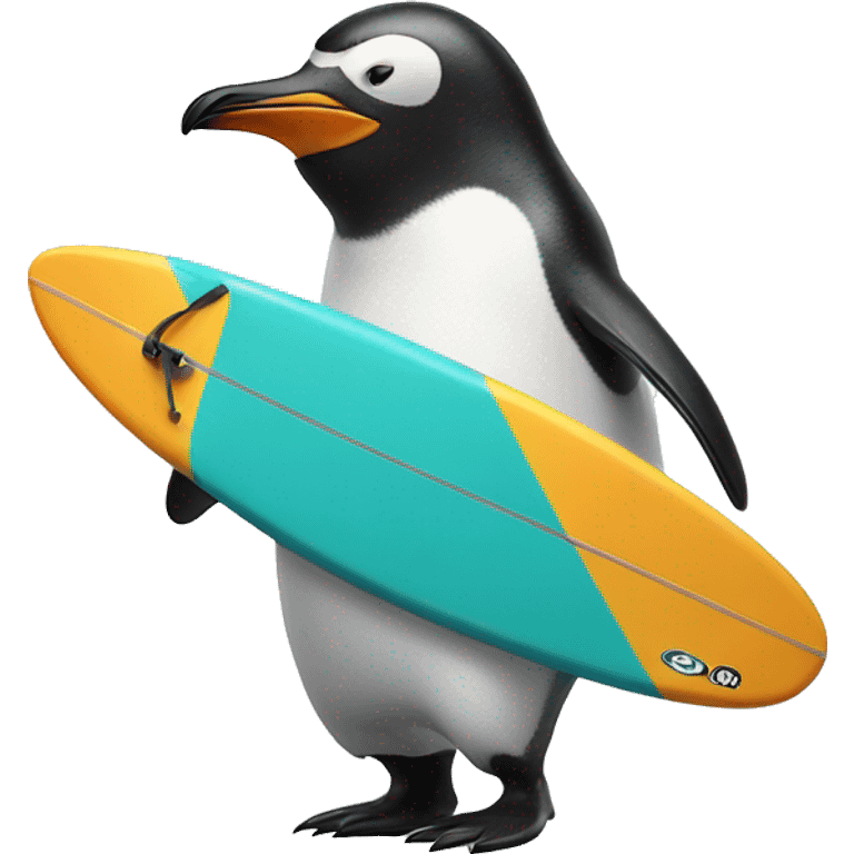 Penguin with surf board  emoji