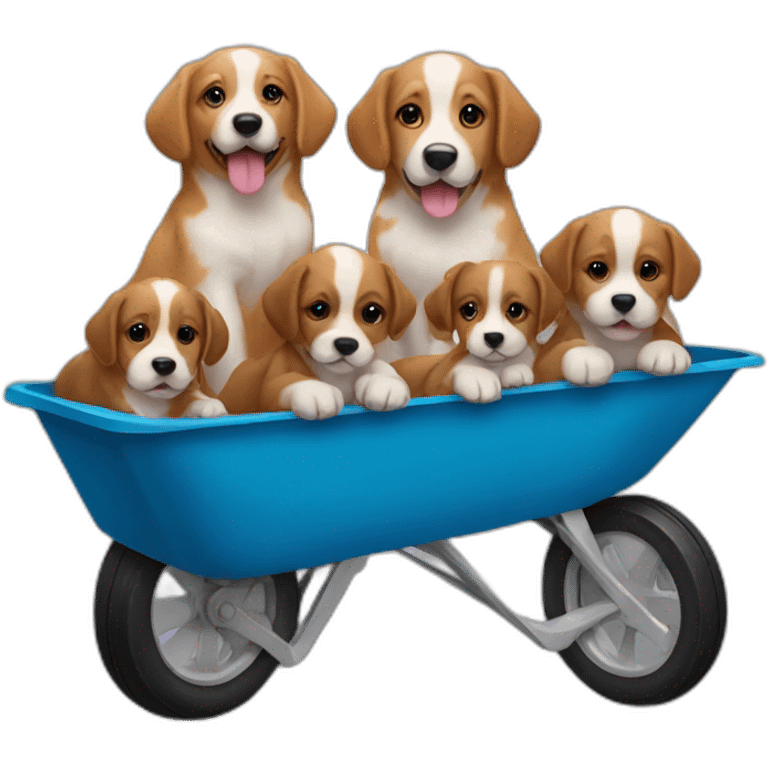 Wheelbarrow with puppies emoji