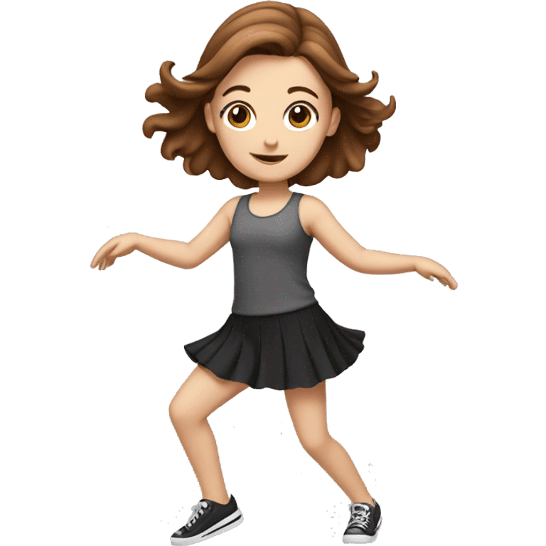 White girl with brown hair dancing emoji