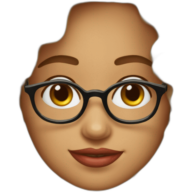 cara mujer cabello rizado peliroja con gafas emoji