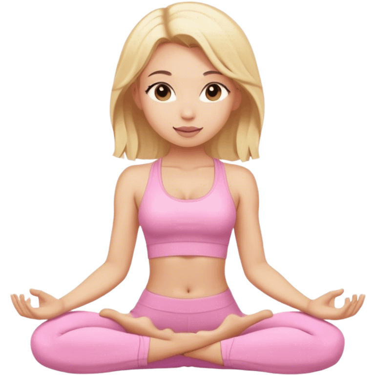 blonde yoga girl light pink clothes n emoji