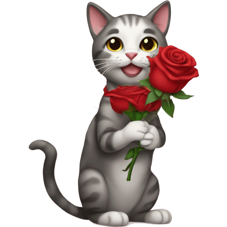 Cat holding a rose emoji