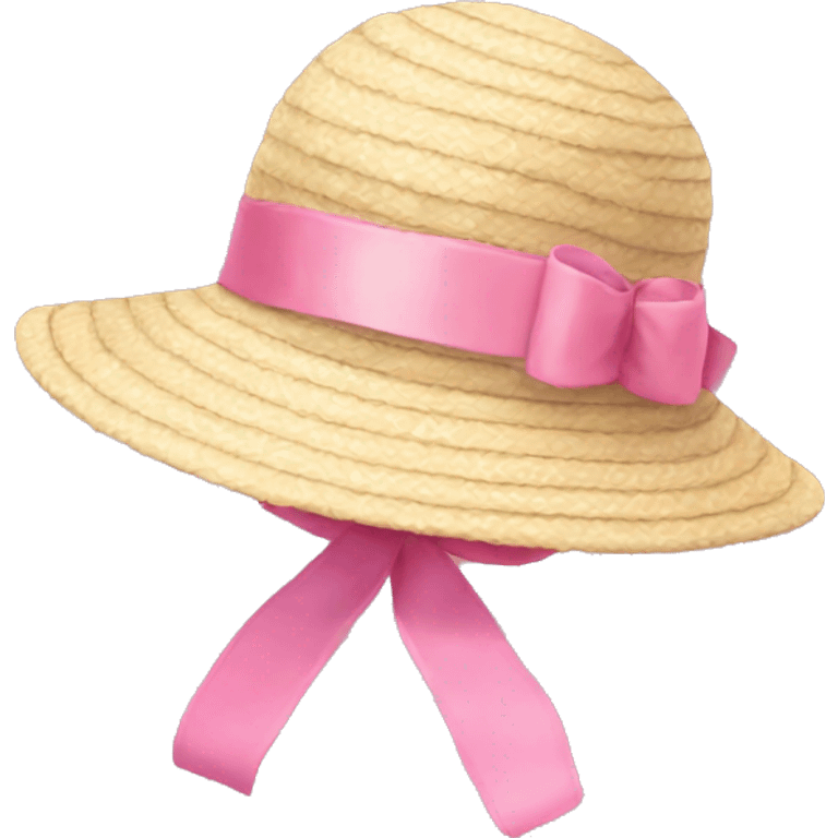 Cottage sun hat with pink ribbon  emoji