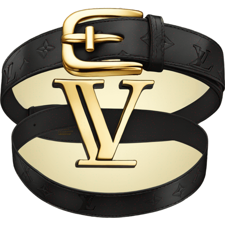 Luxury Black Louis hVuitton belt with Gold buckle emoji