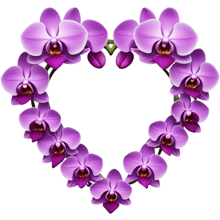 Ring of orchids in the shaped of a heart emoji