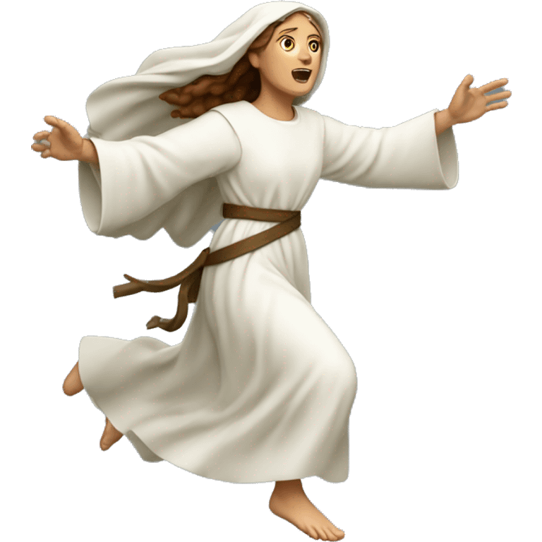 saint brigid running, determined, with a large stride and arms outstretched emoji