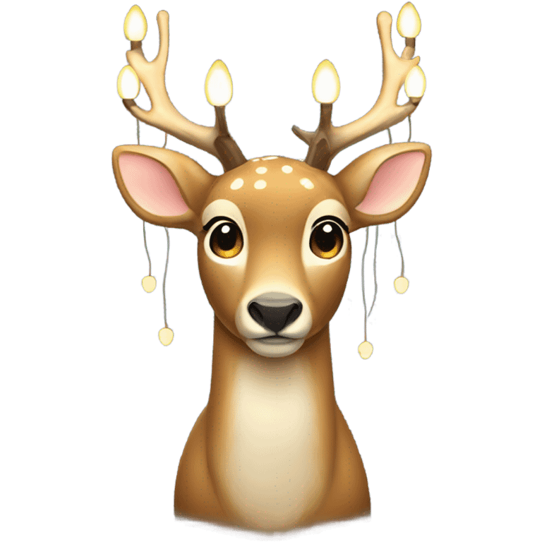 Deer with 8 warm white hanukah lights on antlers  emoji