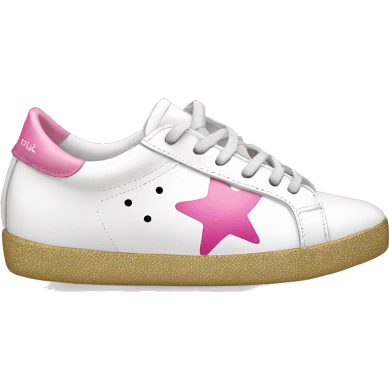 Golden goose sneakers, white with pink star emoji