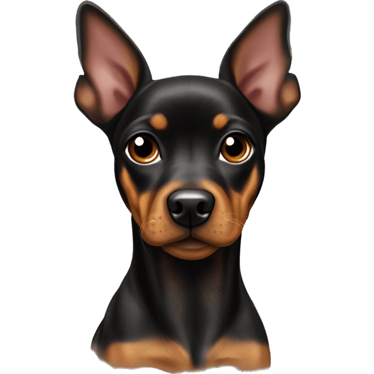 black brindle tan pinscher big ears girly emoji