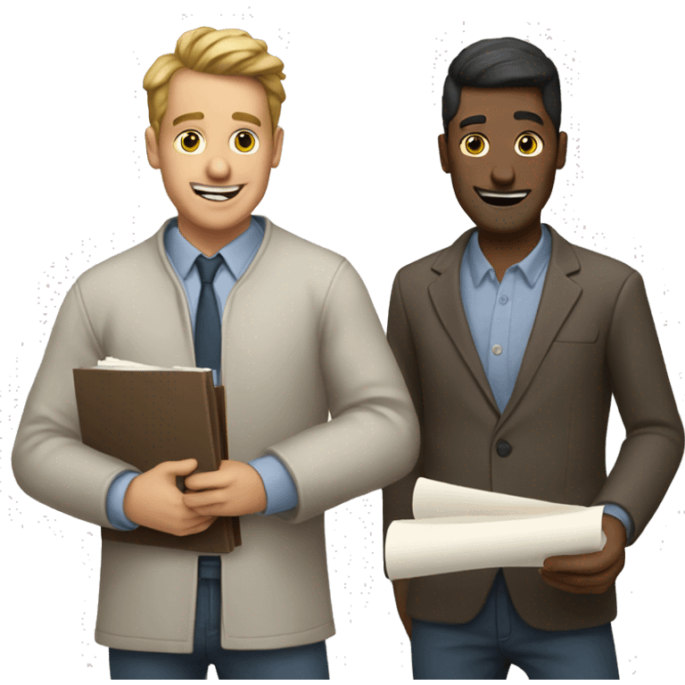 two guys with documents in their hands emoji