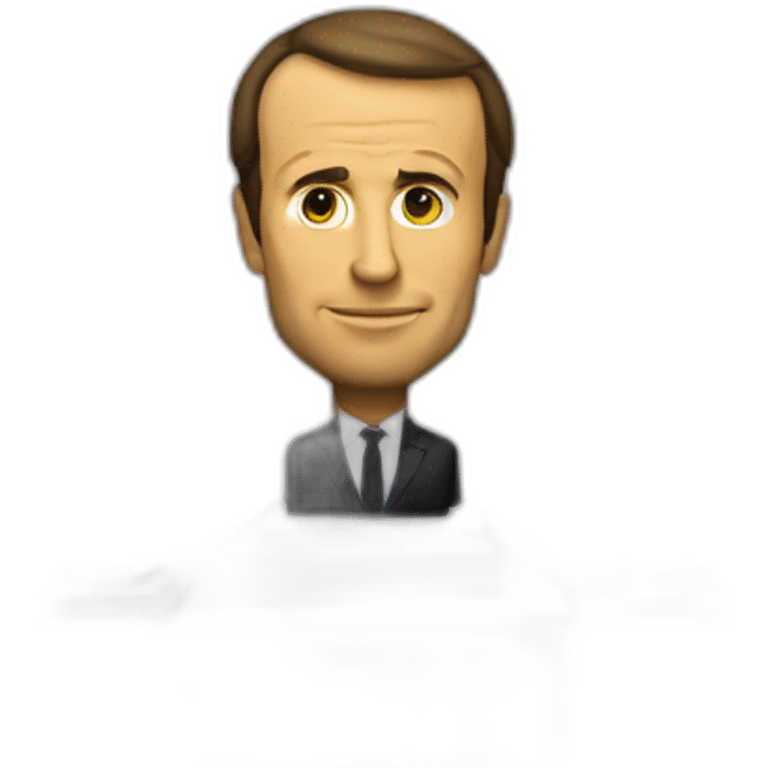 Macron qui est au Musée Grécain et qui voit une statue qui le représente mais qui ne lui ressemble pas emoji