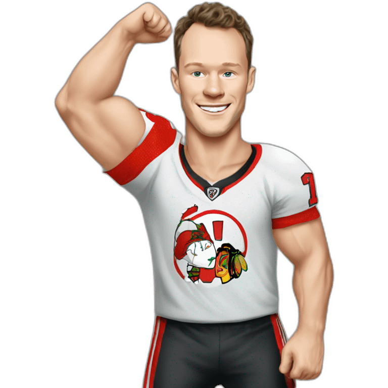 Jonathan Toews shirt off celebrating New Year emoji