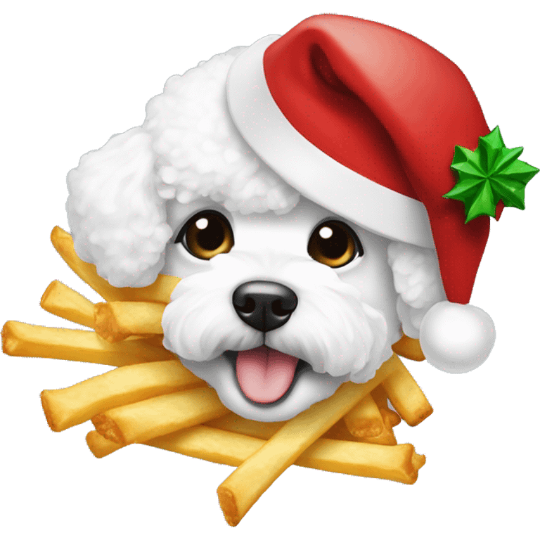 bichon fries with christmas hat emoji