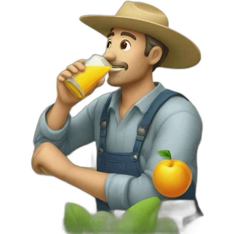 Male farmer drinking juice emoji