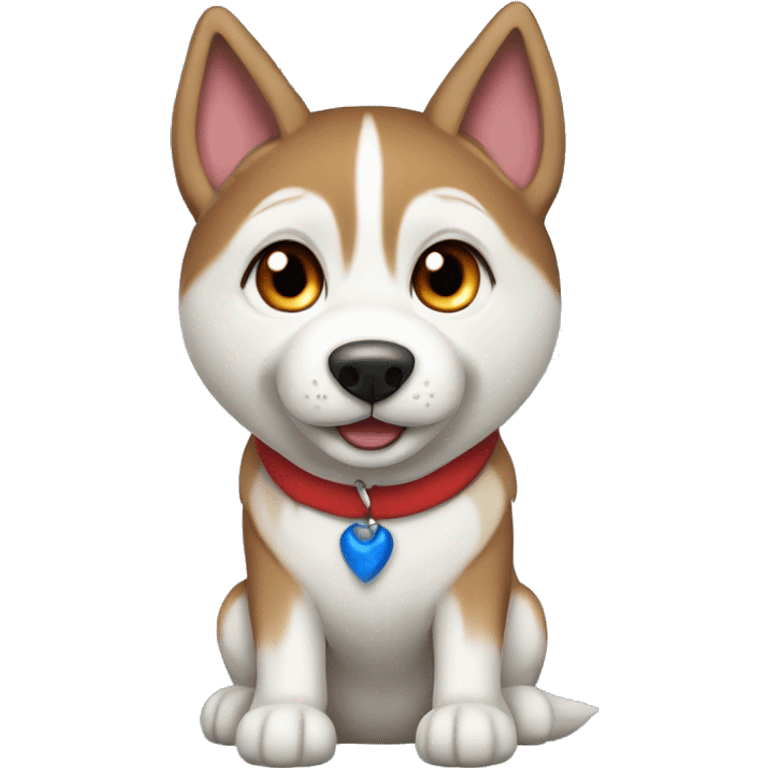 Red Siberian Husky with blue eyes Christmas full body emoji