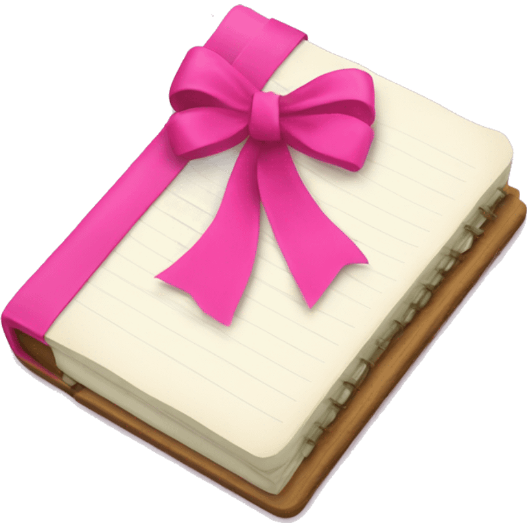 Note book with bright pink bow around it emoji