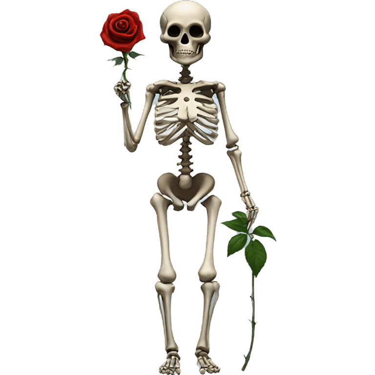 women Skeleton with black rose in hand seriously judging, standing emoji